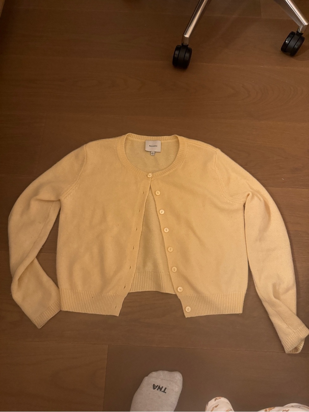 Reformation Cashmere Yellow Button Cardigan